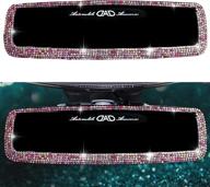 💎 yidexin bling car mirror accessories: sparkling rhinestone rear view mirror cover for women & men – ab-pink logo