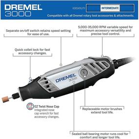 img 3 attached to 🛠️ Dremel 3000-2/25 Rotary Tool Kit with Flex Shaft and Shield Attachment – Versatile Shaping, Smoothing, Carving, Sculpting Tool – Perfect for Cosplay Costume Design & Prop Making, in Grey