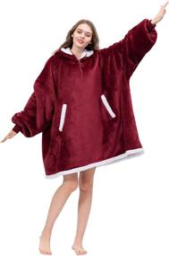 img 4 attached to Wearable Blanket Microfiber Sweatshirt Wine