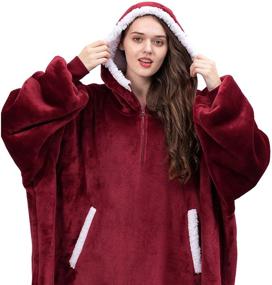 img 2 attached to Wearable Blanket Microfiber Sweatshirt Wine