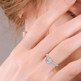 img 1 attached to 💍 JINAO 1.0 каратная классическая моиссанитовая кольцо с замочной огранкой - серебряное кольцо-солитер с круглым камнем с платиновым покрытием для женщин - обручальное, обещание, свадебное, кольцо вечной любви