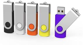 img 4 attached to 🔌 Versatile Aiibe 5pcs USB Flash Drive Set: 4GB Pen Drive Thumb Drives in 5 Colors - Black Red Yellow White Purple