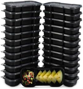 img 4 attached to 🥡 OTOR 25 Sets Meal Prep Containers 16OZ 2 Compartments - Clear Airtight Lids - Stackable & Reusable Bento Boxes - Travel-Friendly - BPA Free - Dishwasher, Microwave, Freezer Safe