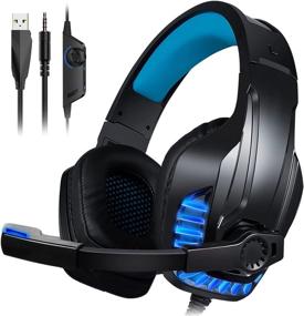 img 4 attached to 🎧 Galopar Gaming Headset with Noise Canceling Microphone - Compatible with PC, PS4, Xbox One, Nintendo Switch, Mac, Laptop - Headphones with Soft Memory Earmuffs for Kids and Adults