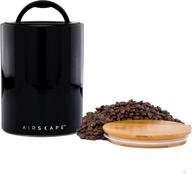 ☕ airscape ceramic coffee and food storage canister - airtight inner lid with two way valve for enhanced food freshness - glazed ceramic with bamboo top, medium 7-inch, obsidian black логотип