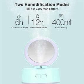 img 3 attached to 🌬️ Wiland Humidifier Mini Air Humidifier: Cordless Car & Desktop Portable with Dual Modes, Mirror Blue Design & Colorful Light