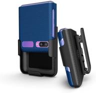 📱 galaxy z flip 2020 beltron case with clip - blue, snap-on protective cover with rotating belt holster combo, built-in kickstand for samsung galaxy z flip (sm-f700, sm-f707) - not compatible with z flip 3 logo