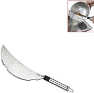 🍝 efficient stainless steel crescent pot strainer: pasta strainer with convenient handle for pan and pot straining logo