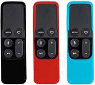 symotop 3pack shock proof silicone remote cover case compatible with apple tv 4k 5th/4th gen remote - black, red, blue | siri remote controller for apple tv 4th 5th generation logo