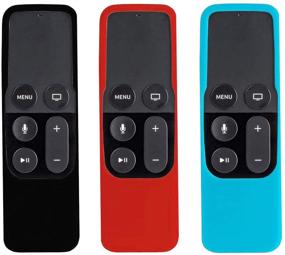 img 4 attached to SYMOTOP 3Pack Shock Proof Silicone Remote Cover Case Compatible with Apple TV 4K 5th/4th Gen Remote - Black, Red, Blue | Siri Remote Controller for Apple TV 4th 5th Generation