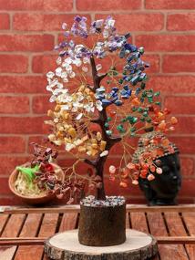 img 1 attached to 🌳 Handmade Zaicus Seven Chakra Healing Crystal Tree of Life Bonsai Fortune Money Good Luck Statue for Wealth, Prosperity & Spiritual Decor – Gemstone Trees, Golden Wire, 10-12 Inch Size