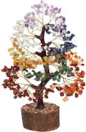 🌳 handmade zaicus seven chakra healing crystal tree of life bonsai fortune money good luck statue for wealth, prosperity & spiritual decor – gemstone trees, golden wire, 10-12 inch size логотип