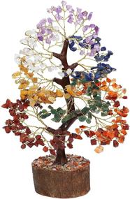 img 4 attached to 🌳 Handmade Zaicus Seven Chakra Healing Crystal Tree of Life Bonsai Fortune Money Good Luck Statue for Wealth, Prosperity & Spiritual Decor – Gemstone Trees, Golden Wire, 10-12 Inch Size