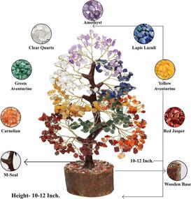 img 3 attached to 🌳 Handmade Zaicus Seven Chakra Healing Crystal Tree of Life Bonsai Fortune Money Good Luck Statue for Wealth, Prosperity & Spiritual Decor – Gemstone Trees, Golden Wire, 10-12 Inch Size