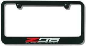 img 1 attached to 🚗 C7 Corvette Stingray Black License Plate Frame w/Z06 Supercharged Script: Sleek and Powerful Addition for Your Vehicle