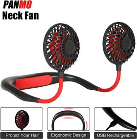 img 2 attached to ⛄️ Stay Cool on the Go: PANMO Portable Neck Fan with 4 Speeds, LED Lights & Aromatherapy – USB Rechargeable Silent Cooling Fan for Sports, Travel, Outdoor Activities (Black)