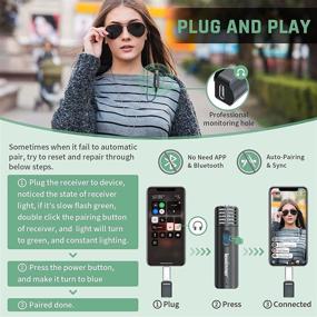 img 2 attached to 🎙️ 48KHz Wireless Lavalier Microphone for Computer iPhone iPad Android Laptop Speaker - Noise Reduction/Auto Sync, Plug & Play Lapel Mic System for YouTube Facebook Live Stream TikTok Vlog Zoom