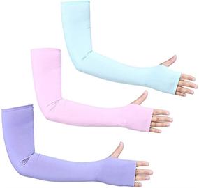 img 4 attached to 🌞 Bacophy UV Protection Arm Sleeves with Thumb Holes, Cooling & Compression Long Arm Cover for Women and Men - UPF 50+