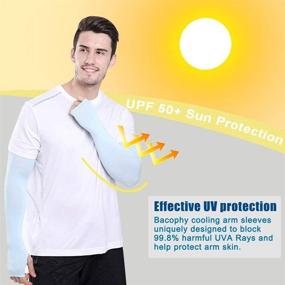 img 3 attached to 🌞 Bacophy UV Protection Arm Sleeves with Thumb Holes, Cooling & Compression Long Arm Cover for Women and Men - UPF 50+