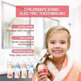 img 3 attached to 🦷 Advanced U Shaped Electric Toothbrush for Kids: 360° Automatic Whitening, Rechargeable Sonic Brush with Smart Timer, Blue LED, Ideal for Children 2-12 Ages - Blue Deer