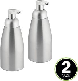 img 3 attached to 🧼 mDesign Modern Metal Foaming Soap Dispenser Pump Bottle - Rust Free Aluminum - 2 Pack - Brushed/Silver - Kitchen, Bathroom, Laundry Room, Garage