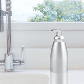 img 2 attached to 🧼 mDesign Modern Metal Foaming Soap Dispenser Pump Bottle - Rust Free Aluminum - 2 Pack - Brushed/Silver - Kitchen, Bathroom, Laundry Room, Garage