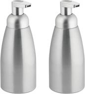 🧼 mdesign modern metal foaming soap dispenser pump bottle - rust free aluminum - 2 pack - brushed/silver - kitchen, bathroom, laundry room, garage logo