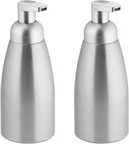 img 4 attached to 🧼 mDesign Modern Metal Foaming Soap Dispenser Pump Bottle - Rust Free Aluminum - 2 Pack - Brushed/Silver - Kitchen, Bathroom, Laundry Room, Garage