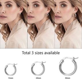 img 1 attached to 👂 SWEETV 925 Sterling Silver Huggie Hoop Earrings, Stylish Chunky Frill Hoop Earrings for Women, Varying Sizes (15/20/30MM)