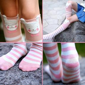 img 2 attached to 🧦 Милые девочки носки: колготки с высокими коленками с картунными животными из хлопка для маленьких девочек