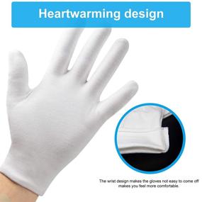 img 2 attached to 🧤 Moisturizing Gloves Overnight - Set of 5 Pairs (10Pcs), Cotton for Dry Hands Eczema, Spa-Worthy White Gloves for Men and Women – Washable, One Size Fit Most Cloth Gloves