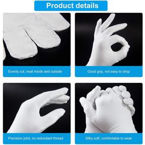 img 1 attached to 🧤 Moisturizing Gloves Overnight - Set of 5 Pairs (10Pcs), Cotton for Dry Hands Eczema, Spa-Worthy White Gloves for Men and Women – Washable, One Size Fit Most Cloth Gloves