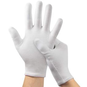 img 4 attached to 🧤 Moisturizing Gloves Overnight - Set of 5 Pairs (10Pcs), Cotton for Dry Hands Eczema, Spa-Worthy White Gloves for Men and Women – Washable, One Size Fit Most Cloth Gloves