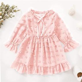 img 1 attached to 👗 Dresses for Toddler Girls with V Neck and Trumpet Sleeves - Clothing