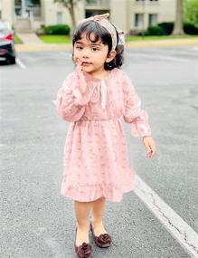 img 3 attached to 👗 Dresses for Toddler Girls with V Neck and Trumpet Sleeves - Clothing