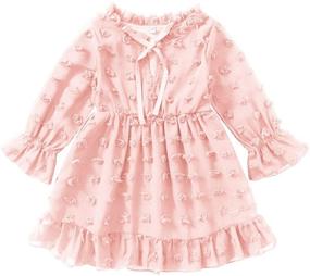 img 4 attached to 👗 Dresses for Toddler Girls with V Neck and Trumpet Sleeves - Clothing