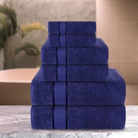 img 2 attached to Plush 6 Piece Bath Towels Set: Large, Quick Dry, 100% Cotton, Navy Blue - Ideal for Home, Gym, Spa & Hotel