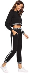 img 1 attached to SweatyRocks Women's 2-Piece Tracksuit Set: Crop Sweatshirt and Long Pants for Sportswear Outfits