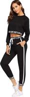 sweatyrocks women's 2-piece tracksuit set: crop sweatshirt and long pants for sportswear outfits logo