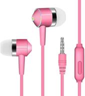 универсальная гарнитура для мобильного телефона с модным дизайном в ярком цвете конфеты, с мощным басом и микрофоном (розовая). логотип