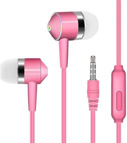 img 4 attached to Universal Mobile Phone Headset Fashion Design Candy Color Heavy Bass Earphones With Microphone (Pink)
