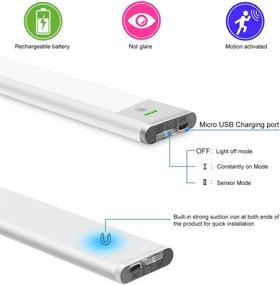 img 1 attached to 🔦 Ultra Thin Under Cabinet Light: Wireless LED Counter Light with 1500MA Battery and Motion Sensor - Perfect for Cabinet, Kitchen, Wardrobe, Closets, Bedroom