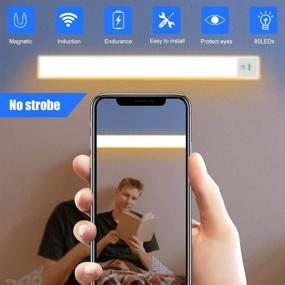 img 3 attached to 🔦 Ultra Thin Under Cabinet Light: Wireless LED Counter Light with 1500MA Battery and Motion Sensor - Perfect for Cabinet, Kitchen, Wardrobe, Closets, Bedroom