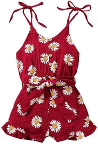 img 4 attached to Toddler Jumpsuit Sleeveless Overalls Outfits Girls' Clothing for Jumpsuits & Rompers