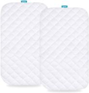 2 pack of waterproof bassinet mattress pad covers, compatible with baby delight beside me dreamer bassinet, ultra soft bamboo sleep surface, breathable and easy care logo