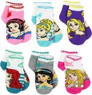 🧦 набор из 6 пар четверть-носки disney princess для девочек: x-small (2t-4t) принцессы стрипы quarter socks логотип