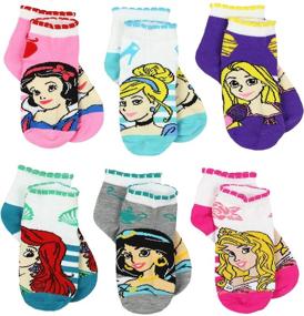 img 4 attached to 🧦 Набор из 6 пар четверть-носки Disney Princess для девочек: X-Small (2T-4T) Принцессы Стрипы Quarter Socks
