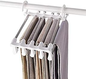 img 4 attached to 🗄️ Space Saver Stainless Steel Pant Hanger Organizer Hook for Shirts, Trousers, Pants, Jeans, Scarves, Coats - Closet Rack for Saving Closet Space