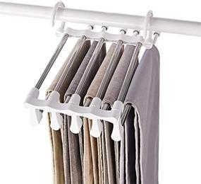 img 3 attached to 🗄️ Space Saver Stainless Steel Pant Hanger Organizer Hook for Shirts, Trousers, Pants, Jeans, Scarves, Coats - Closet Rack for Saving Closet Space