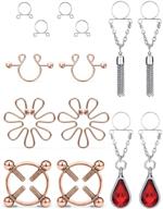 📿 kridzisw 5 pairs fake nipple ring non-piercing nipplerings for women clip on nipple rings stainless steel faux dangle nipple jewelry set logo